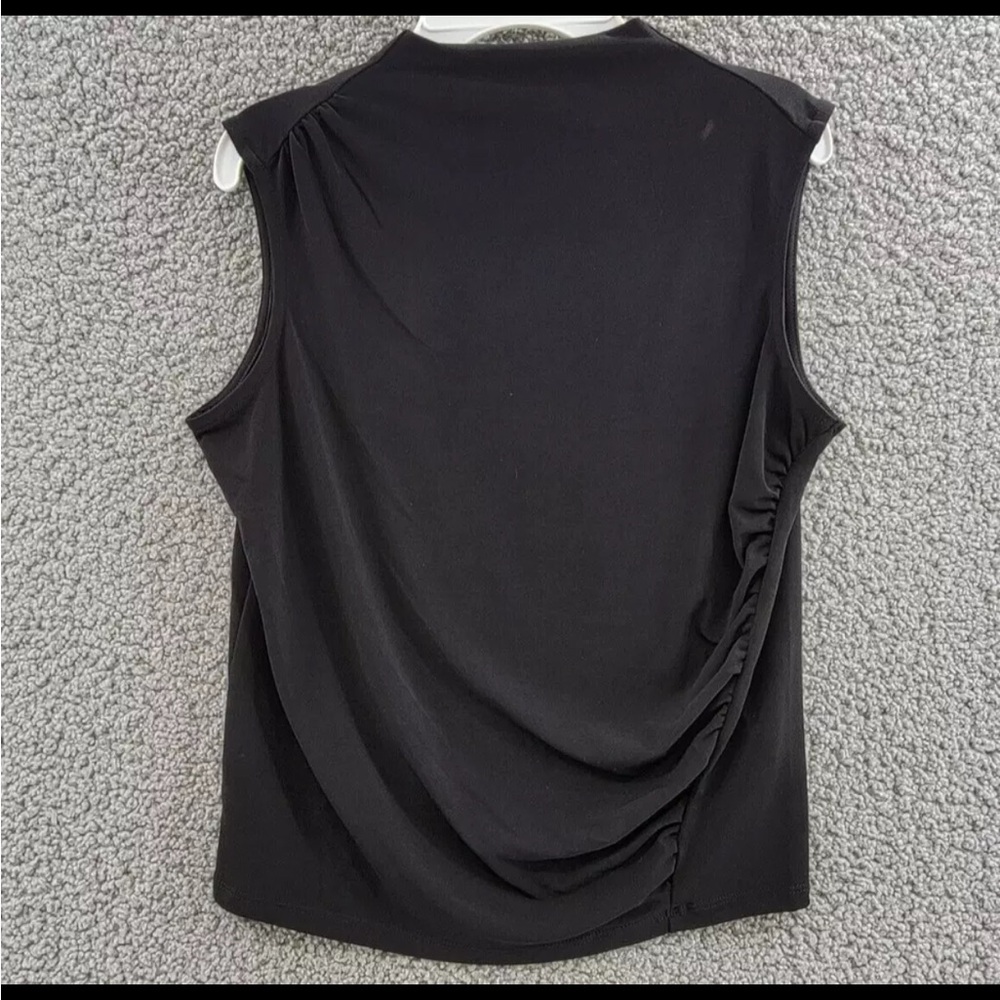 Calvin Klein Sleeveless Ruched Side Top Women's Small Black Mock Neck NWT